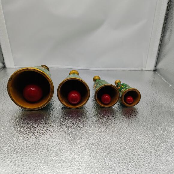 Vintage Wooden Christmas Bells Set of 4 - Picture 11 of 16